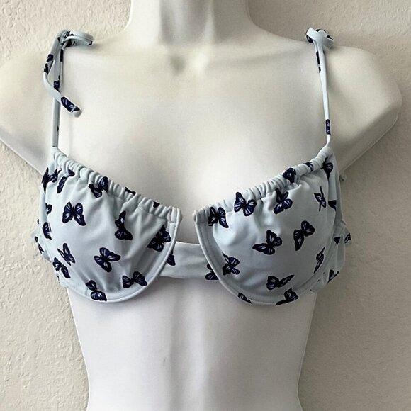 NEW BLUE BUTTERFLY TWO PIECE BIKINI SWIMSUIT - Picture 12 of 13